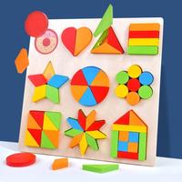 Rompecabezas 3D educativos para niños Aprendizaje temprano Forma geométrica de madera Color Cognición Juguetes a juego