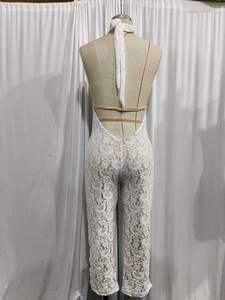 Body Vintage Sexy da <span class=keywords><strong>Donna</strong></span> in Pizzo Trasparente con Lacci sulla Schiena, Tuta Aderente <span class=keywords><strong>Elegante</strong></span> - Product Image 2