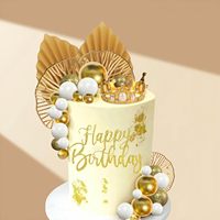 Kit de Décoration de Fête d'Anniversaire pour Enfants : Couronne de Perles Dorées, Éventail Pliant Bohème Palmier, Feuille de Ginkgo – Vente en Gros