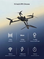 Nouveau modèle 2025 Drone FPV 15 pouces avec caméra télécommandée Haute Définition 720P Transmission sur plus de 10 km Autonomie de vol de 31 à 40 minutes