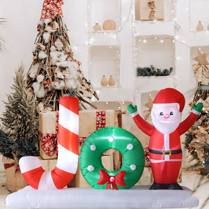 Logo gonflable de Noël transfrontalier de 8 pieds avec éclairage LED, <span class=keywords><strong>phare</strong></span> avec Père Noël et rennes grimpants pour <span class=keywords><strong>la</strong></span> cour, utilisation en extérieur pour les fêtes - Product Image 5