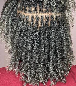 <span class=keywords><strong>Cheveux</strong></span> humains en vrac Afro Kinky Curly 4C gris argenté, <span class=keywords><strong>longs</strong></span>, effet sel et poivre, pour tresses au crochet et coiffures torsadées ou dreadlocks - Product Image 4