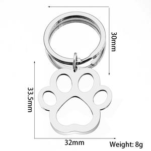 Porte-clés de voiture en acier inoxydable, pendentif en forme d'animal chat, patte de chien, couleur argent, pour <span class=keywords><strong>sac</strong></span>, cadeaux - Product Image 6