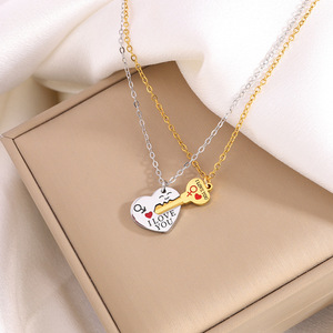 قلادة زوجين على شكل قلب الحب قلادة أنا أحبك المتخصصة مقاومة للبهتان - Product Image 1