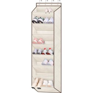 Over The Door Shoe Organizer 8 Pockets Beige Oxford Fabric Hanging <b>Storage</b> <b>Rack</b> For Closet Shoes - Product Image 1