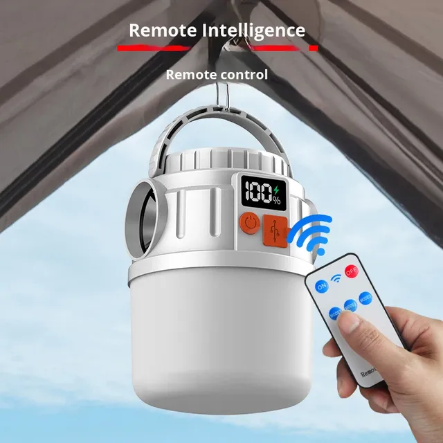Dual Light Source LED Solar Camping Lamp Digital Display Inductive Switch Control IP Rated for Emergency Outdoor Camping