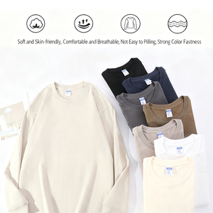 <span class=keywords><strong>เสื้อ</strong></span><span class=keywords><strong>ยืด</strong></span>แขนยาวผ้าฝ้ายหนา 260 กรัม สำหรับฤดูใบไม้ผลิและฤดูใบไม้ร่วง แบบยูนิเซ็กซ์ สีพื้นเรียบง่าย คอกลม ใส่เป็นเสื้อตัวในได้ ใส่สบาย - Product Image 2