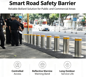 Barrera de Seguridad Retráctil Automática de Acero Inoxidable, Hidráulica, Anti-impactos, Tipo Bolardo - Product Image 1