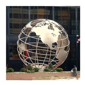 Sculpture de globe terrestre en acier inoxydable, carte du monde en fil métallique pour <span class=keywords><strong>jardin</strong></span> extérieur - Product Image 5