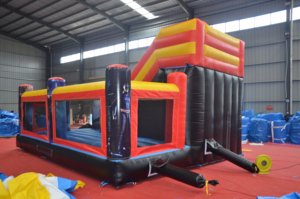 Château <span class=keywords><strong>gonflable</strong></span> commercial à thème super-héros avec toboggan double et grande structure de saut pour enfants - Product Image 3