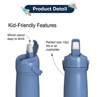 Botella de Agua Térmica Aislada al Vacío, Ecológica, para Niños, de 12 oz, con Diseño Personalizado, Libre de BPA, con Tapa de Pajita Antiderrames