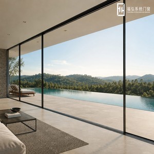 Système <span class=keywords><strong>de</strong></span> <span class=keywords><strong>porte</strong></span> coulissante panoramique ultra-mince, design à cadre ultra-étroit, rail encastré au sol, vue panoramique - Product Image 3