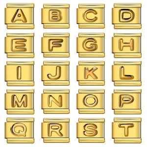 Breloque Lettre Convexe en Acier Inoxydable Plaqué Or Tendance pour Bracelet DIY, Accessoires de Bracelet à Breloques Italien - Product Image 1