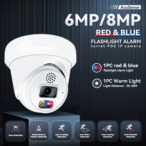 YCX 8MP POE tourelle IP intérieur CCTV <span class=keywords><strong>Vision</strong></span> nocturne caméra rouge bleu lampe de poche alarme Audio bidirectionnel couleur 2.8mm OEM Cloud Data - Product Image 2