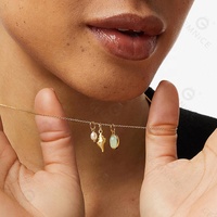 Gemnel bijoux fins conque coquille perle d'eau douce vert aventurine pendentif collier à breloques