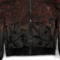 Vêtements personnalisés pour hommes, veste à capuche rouge léopard, col en fourrure, effet usé, style gothique streetwear, sweat à capuche zippé, 100% coton, automne