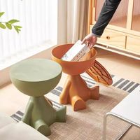 Table console ronde miniature Creative Corner, design moderne, matériau PE durable, facile à nettoyer, meubles de salon