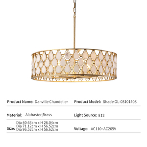 Lámpara de Araña Moderna para Hotel o Villa, de Lujo, en Latón Envejecido y Alabastro, LED de Alta Calidad, Personalizada, No Estándar, Modelo Danville - Product Image 3