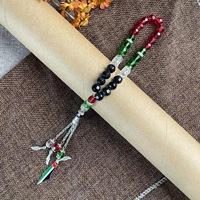 Chapelet de prière islamique en cristal, couleurs du drapeau palestinien, rouge, vert, blanc, noir, bracelet de prière