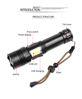 Survie d'urgence puissant 5000 Lumens étanche Mini torche EDC lampe de poche Camping lampes de poche LED rechargeables