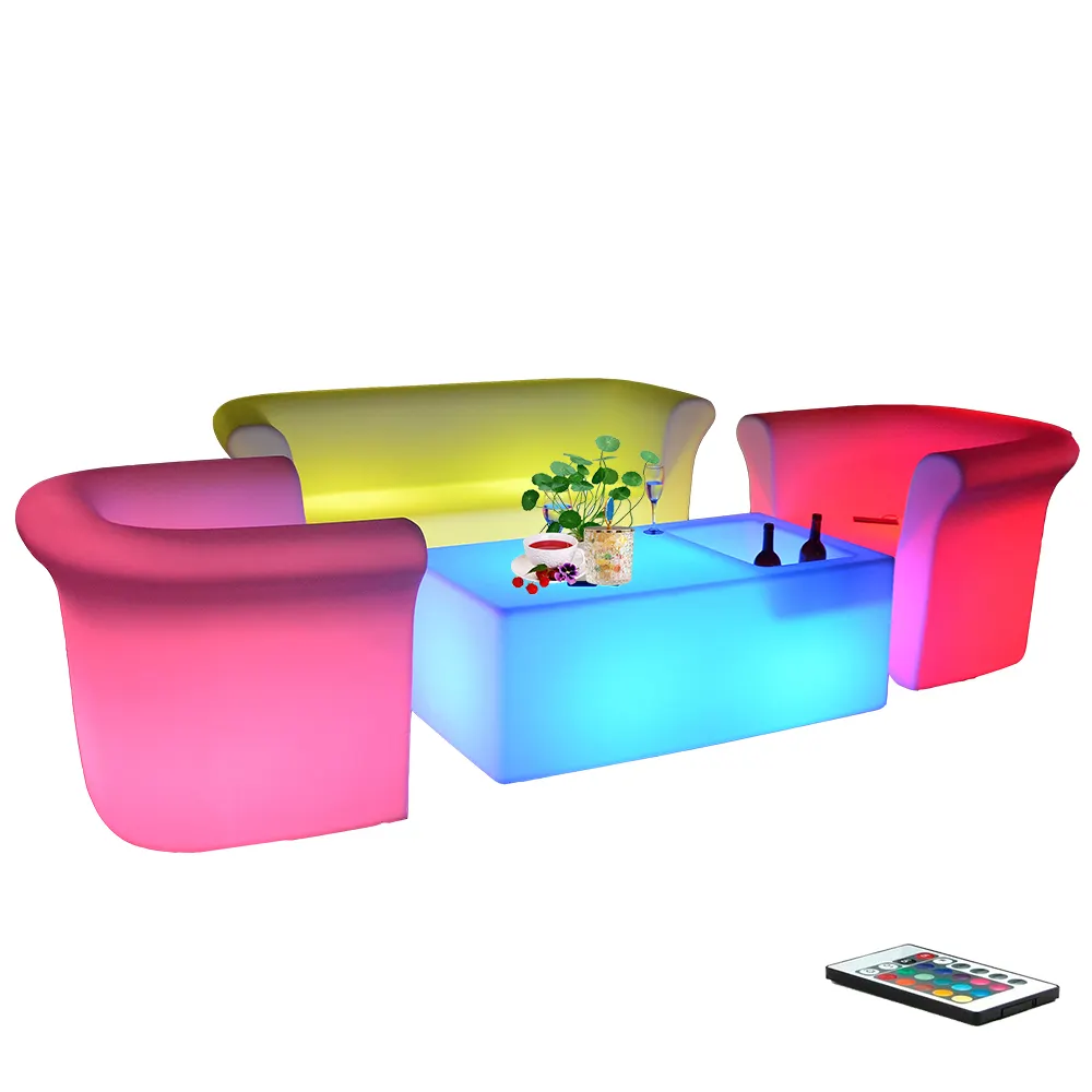 Led Cocktail Tables Rgbw Colors Recharge Nightclub Led Bar Furniture Outdoor Luminous Bar Led Sofa Sets Party Table Lounge Chair
