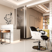Présentoir mural pour fauteuils de salon de coiffure haut de gamme au style luxueux
