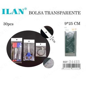 Borse trasparenti ILAN 9x25 cm con striscia bianca per forniture da cucito 30 pz - Product Image 3