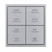 Interrupteur mural intelligent KNX 4 gangs 8 commandes avec matériau métallique, 30V DC, indice de protection IP20, compatibilité avec l'application KNX pour usage hôtelier