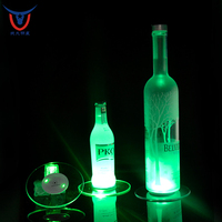Dessous de verre fantaisie à Led, texte gravé, Transparent, en acrylique, pour Bar, Cocktail, tasse, éclairage, tapis lumineux, 4 pièces
