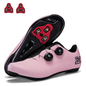 Chaussures de cyclisme sur route roses avec fermeture double Boa, compatibles avec les clips SPD, chaussures de vélo de course professionnelles avec clips - Product Image 1