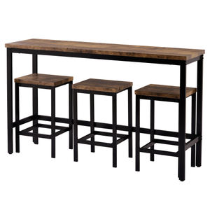 Multifunctional Long Size Console Top Table Iron Metal Legs <b>Chairs</b> MDF Dining Set - Product Image 1
