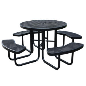 Mesa de Comedor Redonda de <span class=keywords><strong>Metal</strong></span> Moderna para Exteriores con Orificio para Sombrilla, Mesa de Café, Cerveza y Picnic para Restaurante, Hotel, Patio - Product Image 1