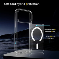 Coques de téléphone portable en TPU PC à aimants puissants pour 15 Pro Max/16/17, compatibles avec la charge sans fil, antichoc, résistantes aux rayures