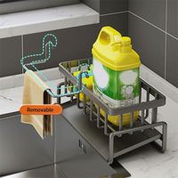 Zelfdrogende staande gootsteenrek met glanzende afwerking, modern, van carbonstaal, voor keuken en badkamer, multifunctioneel, duurzaam, ruimtebesparend