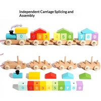 Jeu de construction de train DIY transfrontalier à assembler, blocs géométriques empilables pour enfants, jouet en bois éducatif précoce sur les couleurs et les formes