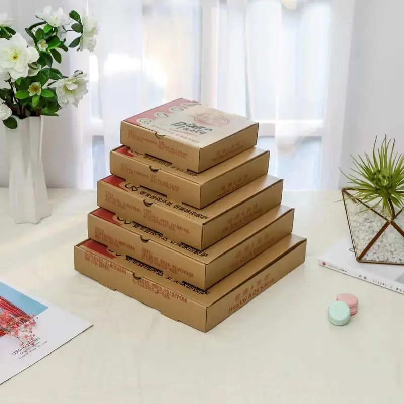 Feito sob encomenda 5 7 8 9 10 12 16 20 24 28 32 polegadas, papelão enrolado pizza-caixa branca de papel de embalagem para comida