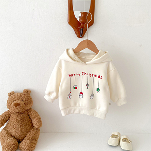 2025 gros fabricant personnalisé noël pull fille garçon hiver français éponge épais polaire bébé sweats à capuche <span class=keywords><strong>sweat</strong></span> pour bébé - Product Image 2