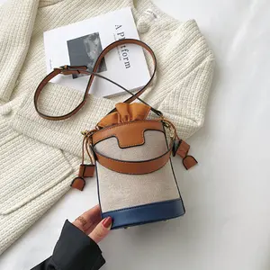 Wholesale single shoulder canvas bucket bag designer purses and handbags luxury ladies handbags women bags from China