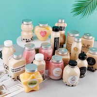 Bouteille de thé au lait en PET de 500 ml en forme de bulbe, avec bouchon en aluminium et impression sérigraphiée, pour éponges de beauté, houppettes de maquillage et poudres
