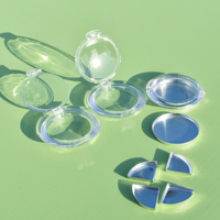 Boîtier compact rond transparent personnalisé avec logo pour poudre de maquillage, fard à joues, illuminateur, fard à paupières pigmenté et correcteur, avec compartiment.