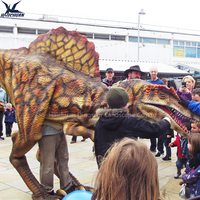 Costume de dinosaure robotique réaliste de jambes visibles cachées par adulte portable Costume de Dino de Performance animatronique pour des spectacles de scène publics
