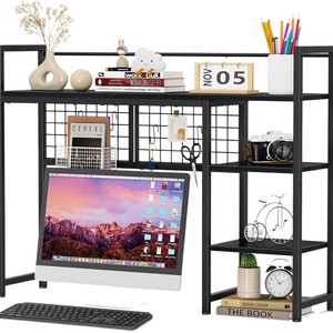<b>Desktop</b> Shelving Unit Metal Storage Rack Freestanding Office Organizer Desk Extension <b>Shelf</b> Rectangle Carbon Steel - Product Image 5