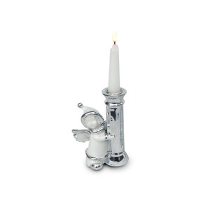Portacandele Angelo H 130 mm Decorazione Natalizia Finitura Argento Design a Forma di Angelo - Product Image 1