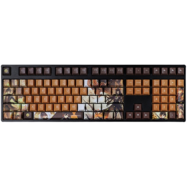 Genshin Theme Zhongli 108keys PBT Dye Sublimation Silent Cherry Height for 64 75 87 98 104 Keys Mechanical Keyboard