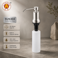 Distributeur de savon pour évier de cuisine commercial en SUS304, pompe 500 ml avec bouteille intégrée, ressort polymère 30 000 cycles, bec courbé