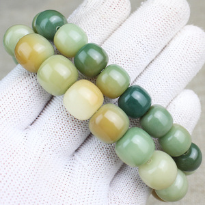 Bodhi Root <b>Bracelet</b> Single Circle <b>Beads</b> Green Mango Color For <b>Men</b> Women Couple Gift Jewelry Hangzhou Origin - Product Image 2