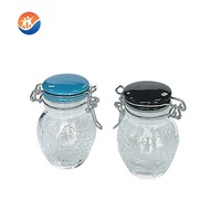 Minifrasco hermético de cierre con tapas de bloqueo, tarro de almacenamiento de vidrio superior, recipiente hermético de vidrio de miel con tapa de abrazadera
