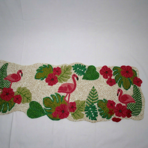 Handmade Fabric <b>Table</b> <b>Mat</b> With Flamingo And Tropical Leaf Design Irregular Shape Novelty Decor - Product Image 1