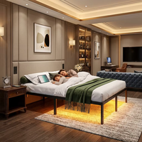 Großhandel: Eisen-Doppelbett mit RGB-Beleuchtung zur Miete – 2-Meter-Eisenbett für Hotel, Krankenhaus, Apartment, Suite, Schule, Hauptschlafzimmer