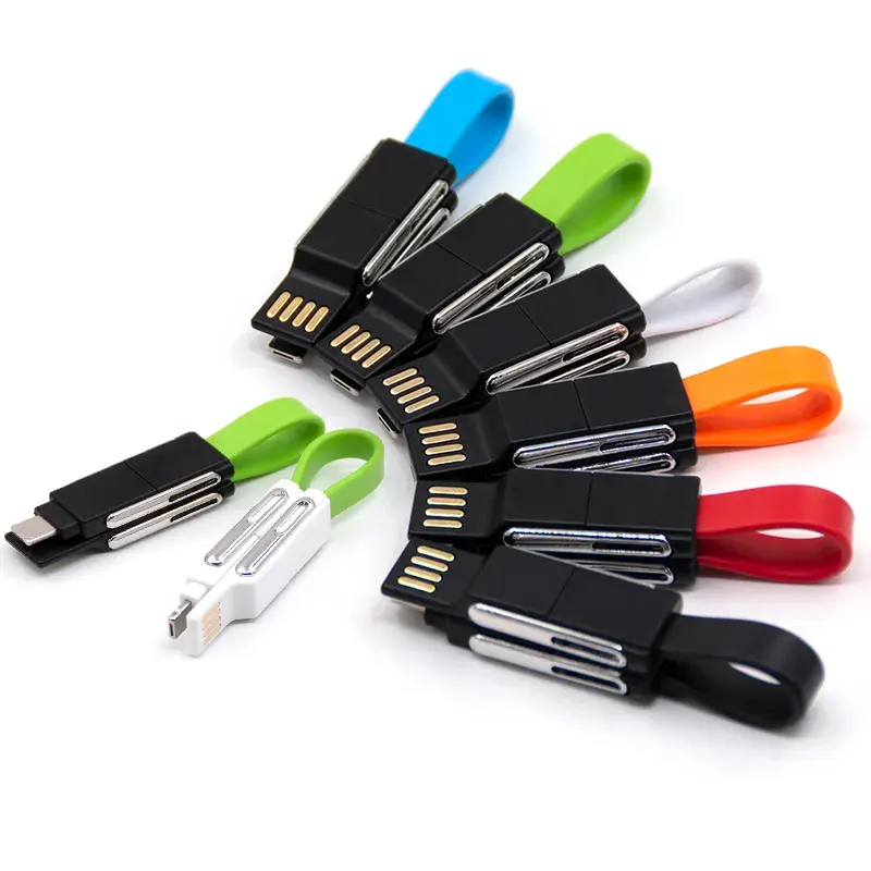 4 In 1 Keychain Usb Cable Magnetic Short Cable Power Bank Charge for Micro Usb Type C Smartphone Cord Usb c Pd Charger Cable